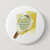 バイナリデータ拡大鏡のデジタルファイル検索 缶バッジ (正面)