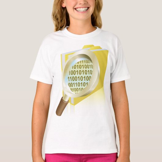 バイナリデータ拡大鏡のデジタルファイル検索 Tシャツ (正面)
