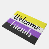 バイナリフラグ以外のウェルカムフレンド ドアマット (アングル)