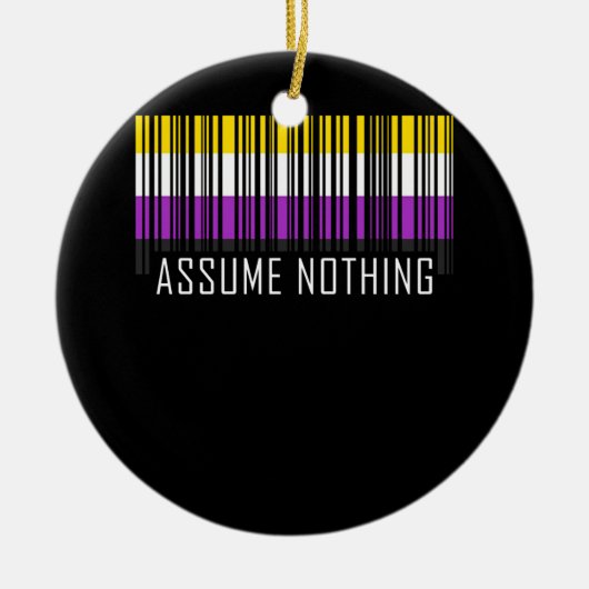 バイナリ以外のフラグバーコードエンビー セラミックオーナメント (正面)