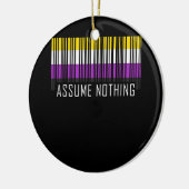 バイナリ以外のフラグバーコードエンビー セラミックオーナメント (左)