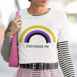 バイナリ以外のレインボー非バイナリプライドフラグ Tシャツ