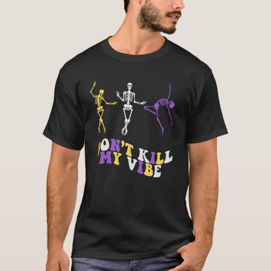 バイナリ以外の微妙な踊りスケルトンがVを殺さない Tシャツ (正面)
