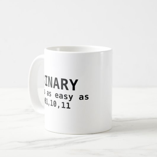 バイナリItは01,10,11として簡単 コーヒーマグカップ (正面左)