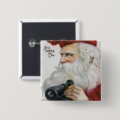 バイノーカル付きクリスマスグリーティングサンタ 缶バッジ (正面&裏面)