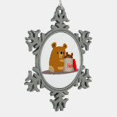 バイバイハニー！かわいいマンガベアーズピューターオーナメント スノーフレークピューターオーナメント (左)