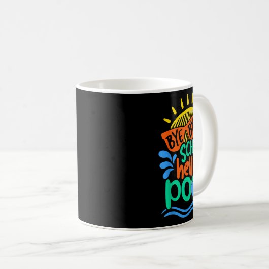 バイバイバイスクールハロープールスクールキッド夏休み コーヒーマグカップ (正面右)