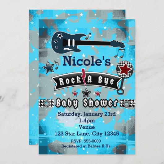 バイバイベイビーシャワースター招待状 招待状 (正面/裏面)