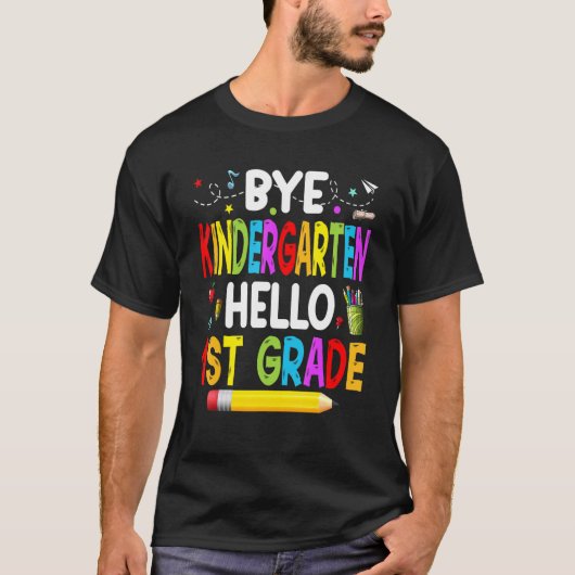 バイバイ幼稚園こんにちは1年生新学期 Tシャツ (正面)