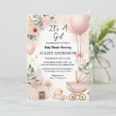 バイバラボホ金ゴールドママシック春ベビーガールシャワー 招待状 (スタンド正面)