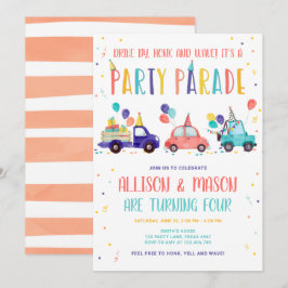 バイバースデーパーティードパレードツインズドライブスルー 招待状