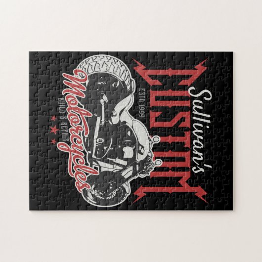 バイパーソナライズされたクビッグバッドバイクバイクもしくは自転車に乗る人ガレージ  ジグソーパズル (横)