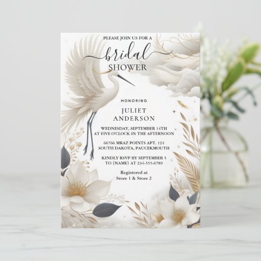 バイフェザーアジアスカイクラウドクレーンおもしろいブライダルシャワー 招待状 (スタンド正面)