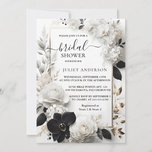 バイフォーマルシンプル空白のクラシックブライダルシャワー 招待状 (正面)