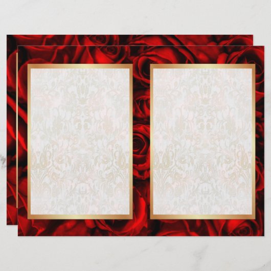 バイフォールドレッドローズフローラ結婚式 プログラム (正面/裏面)