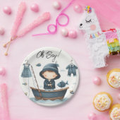 バイフックベイトおもしろい木材リトルフィッシャーマンベビーシャワー ペーパープレート (パーティー)