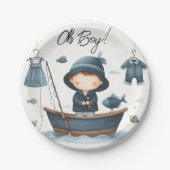 バイフックベイトおもしろい木材リトルフィッシャーマンベビーシャワー ペーパープレート (正面)