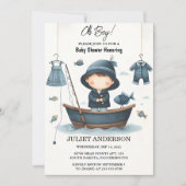 バイフックベイトおもしろい木材リトルフィッシャーマンベビーシャワー 招待状 (正面)