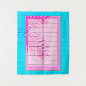 バイブピンクカリブのとブルーウィンドウシャッター タペストリー (正面)