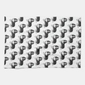 バイブラックのシェットランドシェプドッグの漫画の犬のパターン キッチンタオル (横)