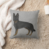 バイブラックのドイツの羊飼いかわいい漫画の犬のグレー クッション (ブランケット)
