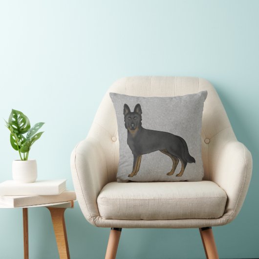 バイブラックのドイツの羊飼いかわいい漫画の犬のグレー クッション (椅子)
