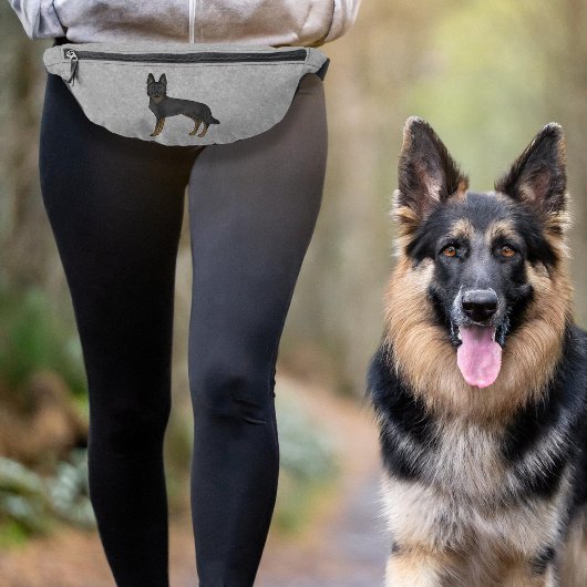 バイブラックのドイツの羊飼いかわいい漫画の犬のグレー ファニーパック