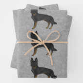 バイブラックのドイツの羊飼いかわいい漫画の犬のデザイン ラッピングペーパーシート (インサイチュ)