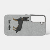 バイブラックのドイツの羊飼いかわいい犬のグレーと文字 SAMSUNG GALAXYケース (裏面横)