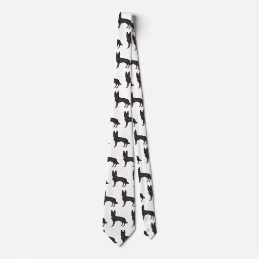 バイブラックのドイツの羊飼いがかわいい漫画の犬のパターン ネクタイ (正面)
