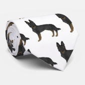バイブラックのドイツの羊飼いがかわいい漫画の犬のパターン ネクタイ (ロール)