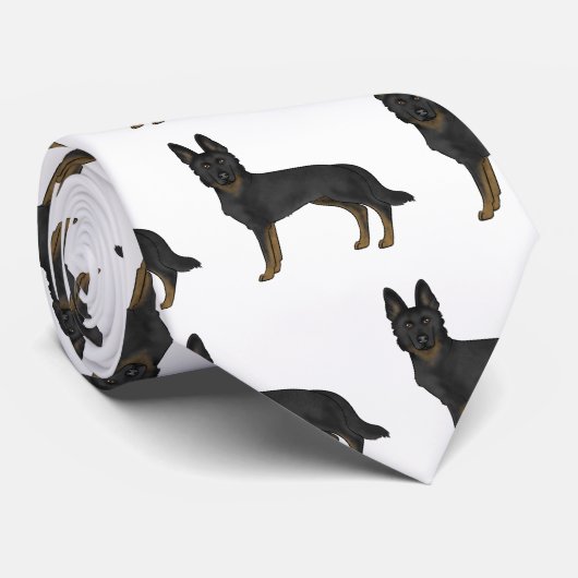 バイブラックのドイツの羊飼いがかわいい漫画の犬のパターン ネクタイ (ロール)