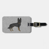 バイブラックのドイツの羊飼い可愛い犬とカスタム文字 ラゲッジタグ (正面横)