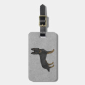 バイブラックのドイツの羊飼い可愛い犬とカスタム文字 ラゲッジタグ (正面縦)