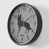 バイブラックのドイツの羊飼い可愛い犬の番号時計 壁時計 (傾斜)