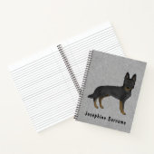 バイブラックのドイツの羊飼い犬とカスタム文字グレー ノートブック (内部)