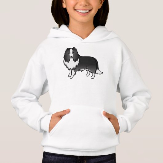 バイブラックシェットランドシェプドッグかわいい漫画の犬 (正面)