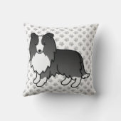 バイブラックシェットランドシェプドッグ漫画の犬とポーズ クッション (裏面)