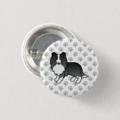 バイブラックシェットランドシェプドッグ漫画の犬とポーズ 缶バッジ (正面&裏面)