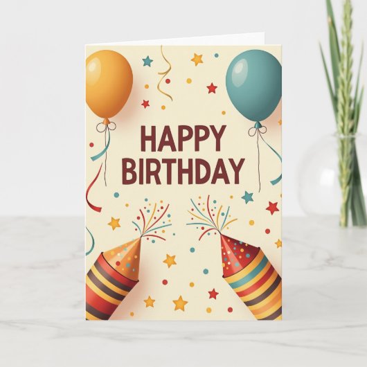 バイブラントな誕生日イラストカード カード (正面)