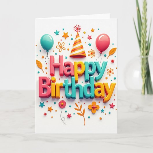 バイブラントな誕生日シーンカード カード (正面)