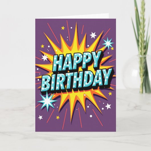 バイブラントな誕生日スターバーストカード カード (正面)