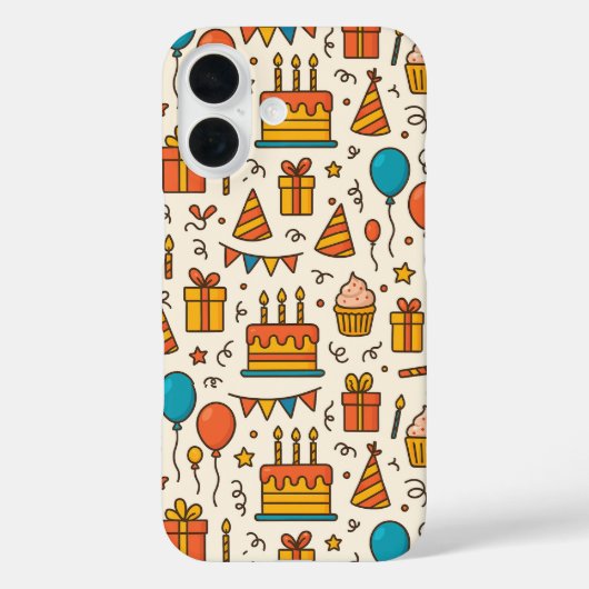 バイブラントな誕生日パーティーのシームレスパターン Case-Mate iPhoneケース (裏面)