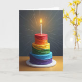 バイブラントティアードケーキバースデーカード カード (黄色い花)