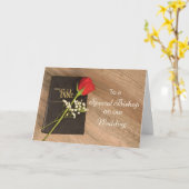 バイブルとバラに対し結婚てカトリック司教に感謝 カード (黄色い花)