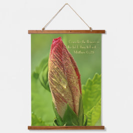 バイブルの詩の写真、水滴のハイビスカスの花 吊り下げ型タペストリー