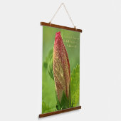 バイブルの詩の写真、水滴のハイビスカスの花 吊り下げ型タペストリー (傾斜あり)