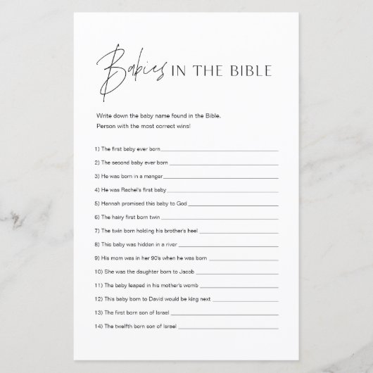 バイブルの赤ちゃんシャワーのゲームでハロウ (正面)