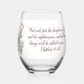 バイブルシンプルバース植物茶色と白 | ステムなしワイングラス (正面)