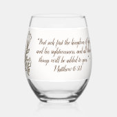 バイブルシンプルバース植物茶色と白 | ステムなしワイングラス (裏面)